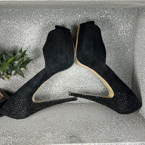 Aldo Eliers Black Rhinestone Embellished Peep Toe Pumps Heels Shoes Size 9 - Picture 7 of 10